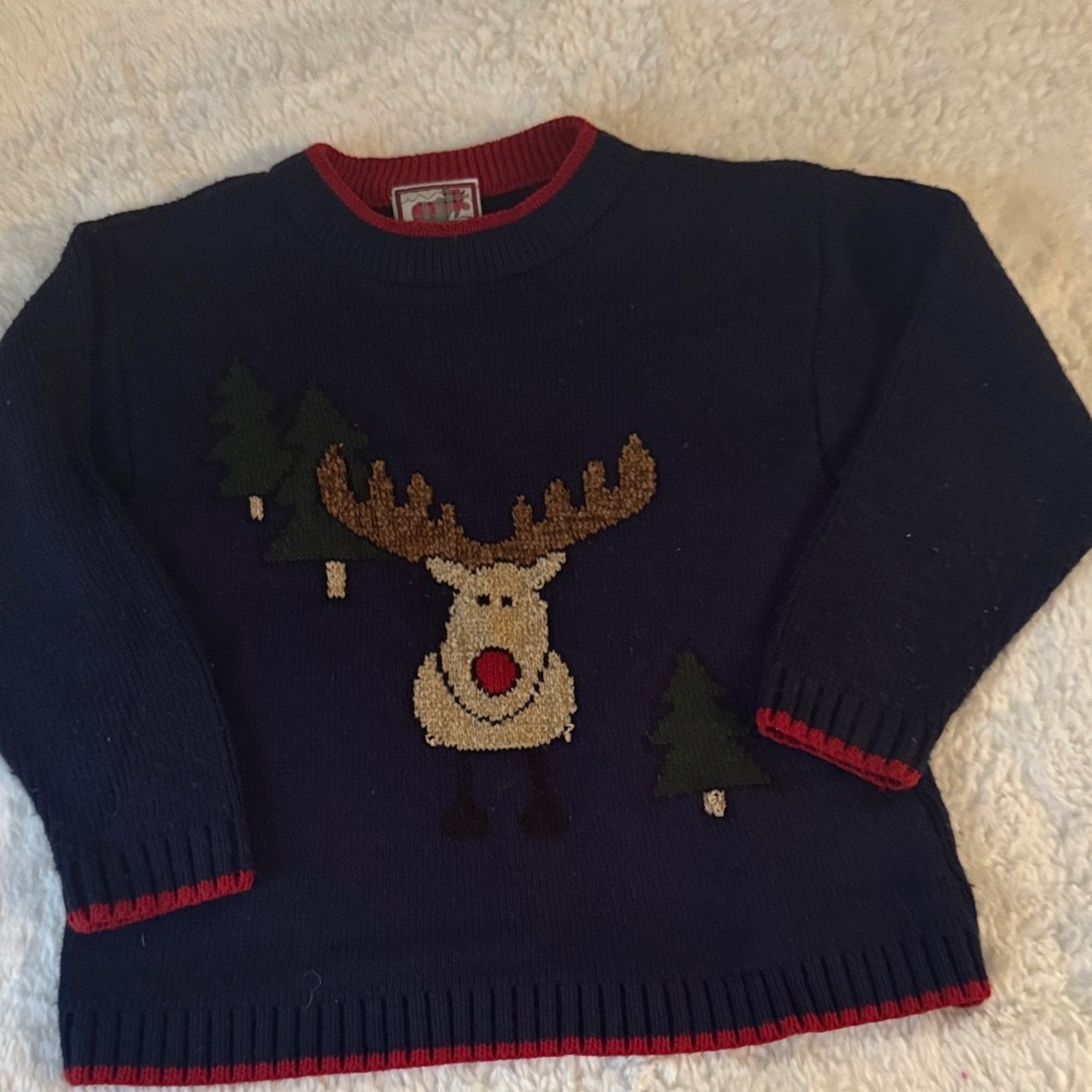 Navy Blue Reindeer Sweater for Kids